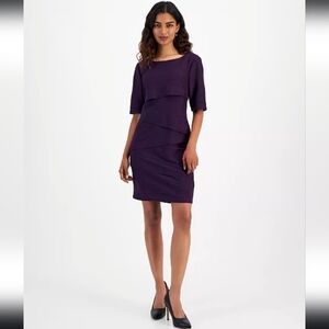 NWT Connected Apparel Textured Knit Sheath Dress in Bordeaux Size 16